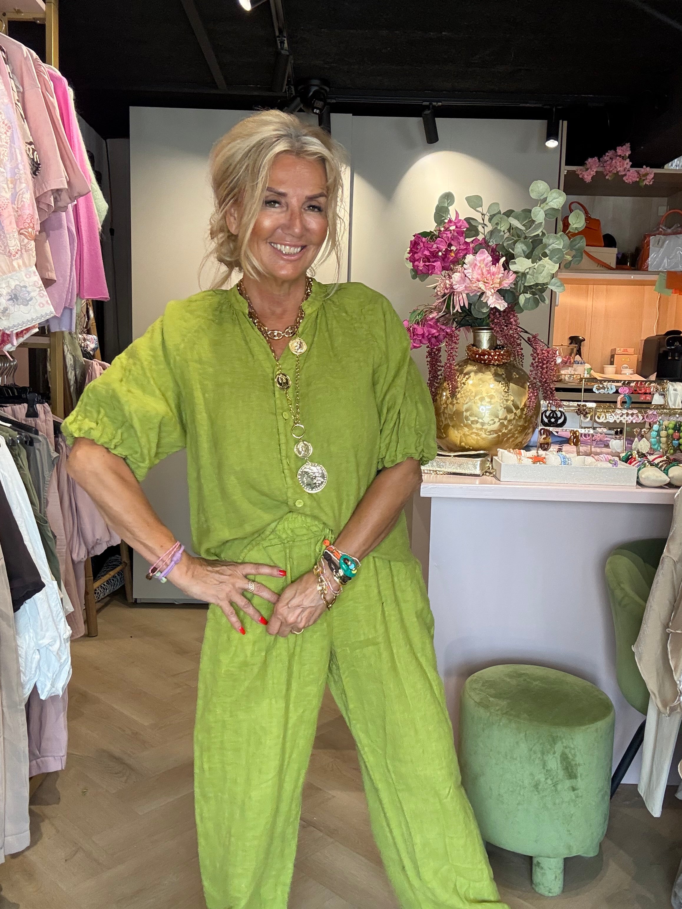 Bluse aus Leinen mit Ballonärmeln Macha